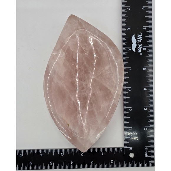 Rose Quartz Bar Soap Holder Jewelry Dish Handcrafted Natural Crystal Tray Pink - Picture 6 of 10